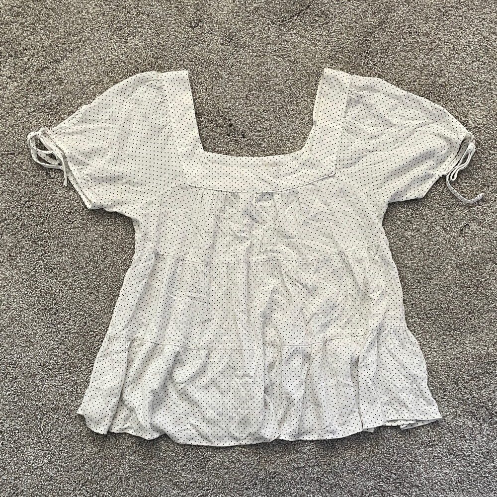 Maurices White Polka Dot Blouse